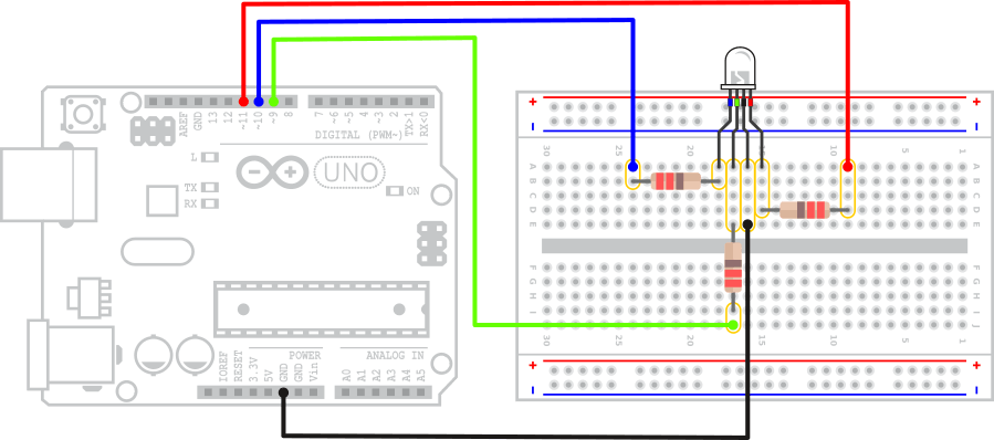 Esquema montagem led RGB