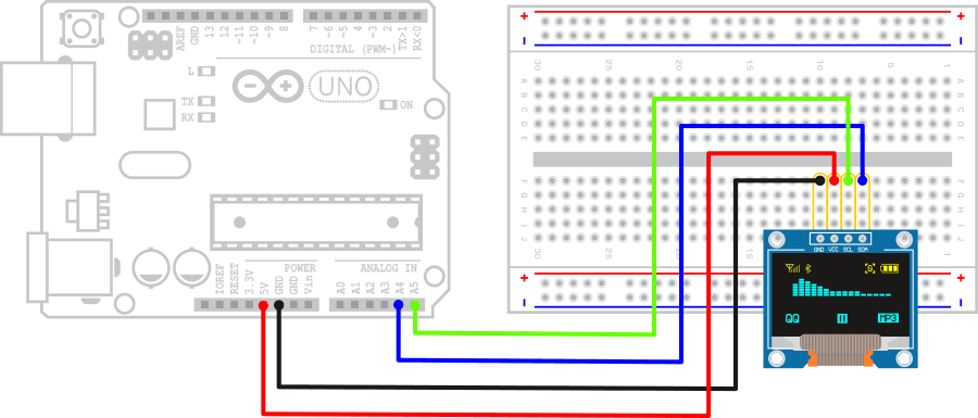 Esquema montagem oled arduino