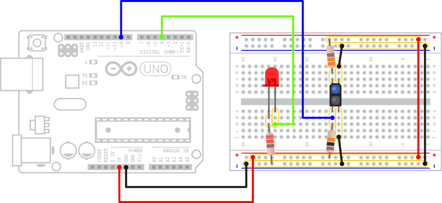 Esquema montagem óptico reflexívo